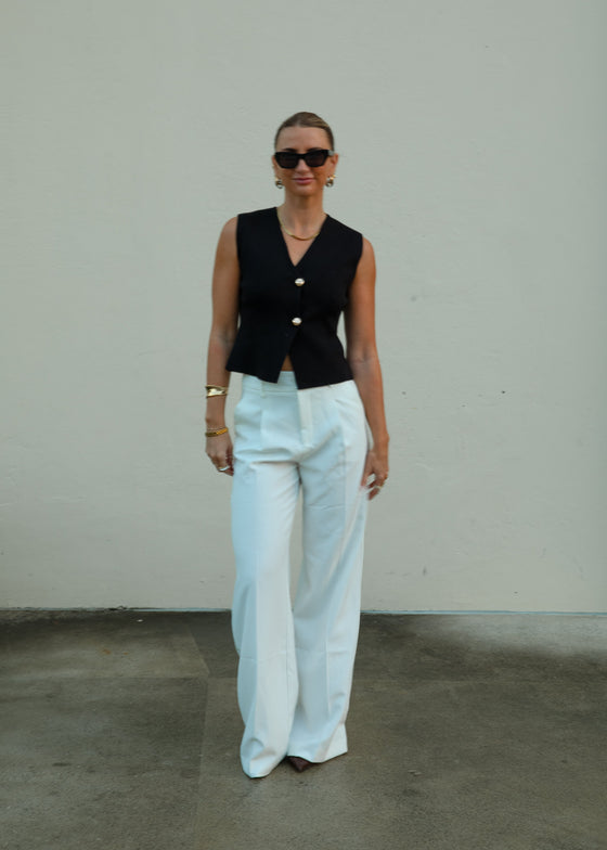HANNAH WIDE FLARE TROUSERS - WHITE