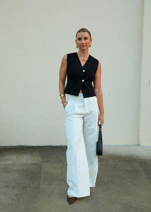  HANNAH WIDE FLARE TROUSERS - WHITE
