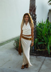  AUBREY SATIN SKIRT - OYSTER