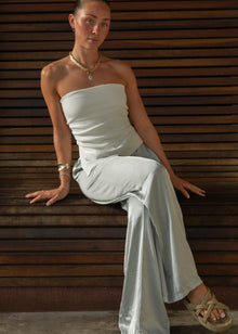  LILY SATIN TROUSERS - BLUE