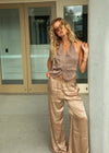 LILY SATIN TROUSERS - GOLD
