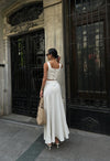 ZOE LINEN TOP & SKIRT SET - WHITE