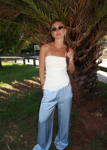  LILY SATIN TROUSERS - BLUE
