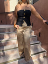 LILY SATIN TROUSERS - GOLD