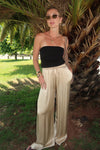 LILY SATIN TROUSERS - SAND