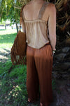 FRIDA LACE TRIM TOP - SAND