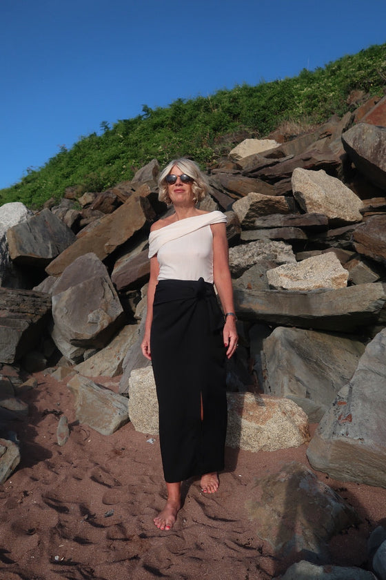 HARRIET TIE DETAILED MAXI SKIRT - BLACK