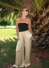 LILY SATIN TROUSERS - SAND