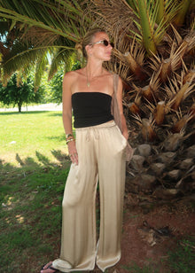  LILY SATIN TROUSERS - SAND