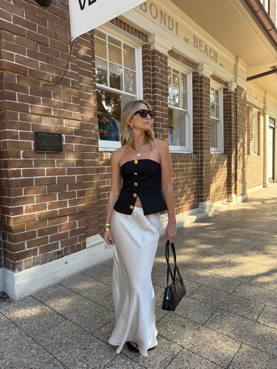 AUBREY SATIN SKIRT - OYSTER