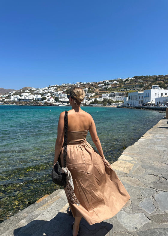 CHARLOTTE BANDEAU DRESS - TAN