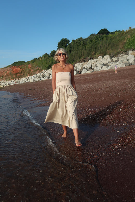 CHARLOTTE BANDEAU DRESS - STONE