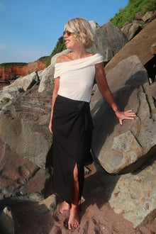  HARRIET TIE DETAILED MAXI SKIRT - BLACK