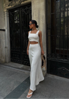 ZOE LINEN TOP & SKIRT SET - WHITE
