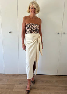  HARRIET TIE DETAILED MAXI SKIRT - CREAM