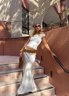  AUBREY SATIN SKIRT - OYSTER
