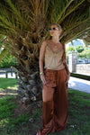 LILY SATIN TROUSERS - RUST