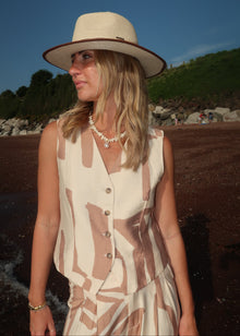  MELINA PRINT WAISTCOAT - TAN