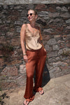 LILY SATIN TROUSERS - RUST