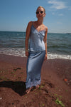 IMAAN LACE TRIM SKIRT- DENIM