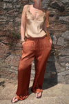 LILY SATIN TROUSERS - RUST