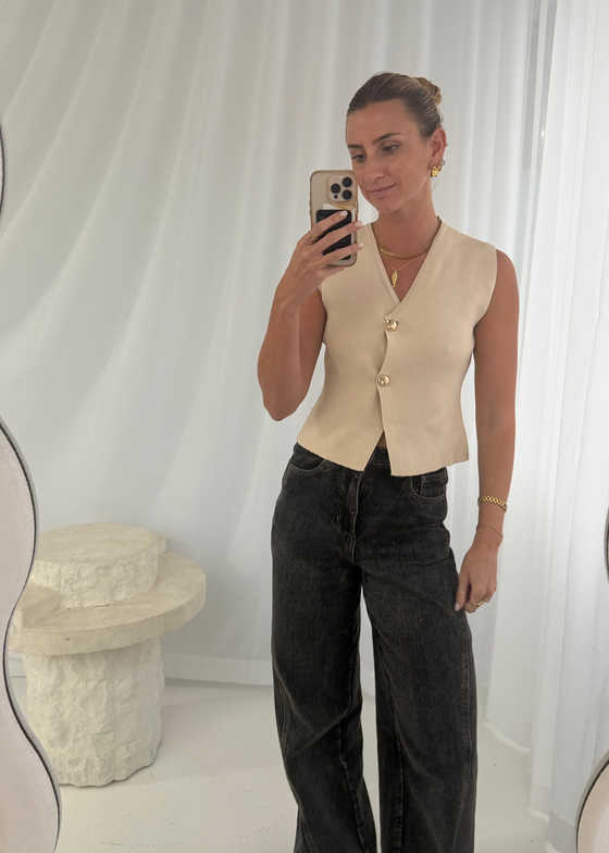 LOIS KNIT WAISTCOAT - BEIGE