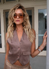 CAMERON BACKLESS WAISTCOAT- MOCHA
