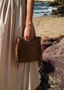  FREYA FRINGE SUEDE BAG - COCOA
