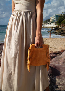  FREYA FRINGE SUEDE BAG - CARAMEL