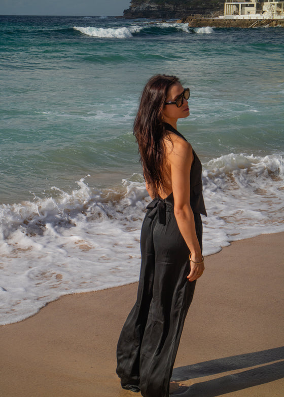 MAEVE SATIN TROUSERS - BLACK