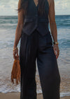 CAMERON BACKLESS WAISTCOAT TOP - BLACK