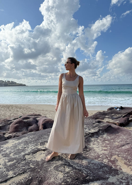 HEIDI MIDI DRESS -  STONE