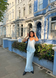  IMAAN LACE TRIM CAMI- POWDER BLUE