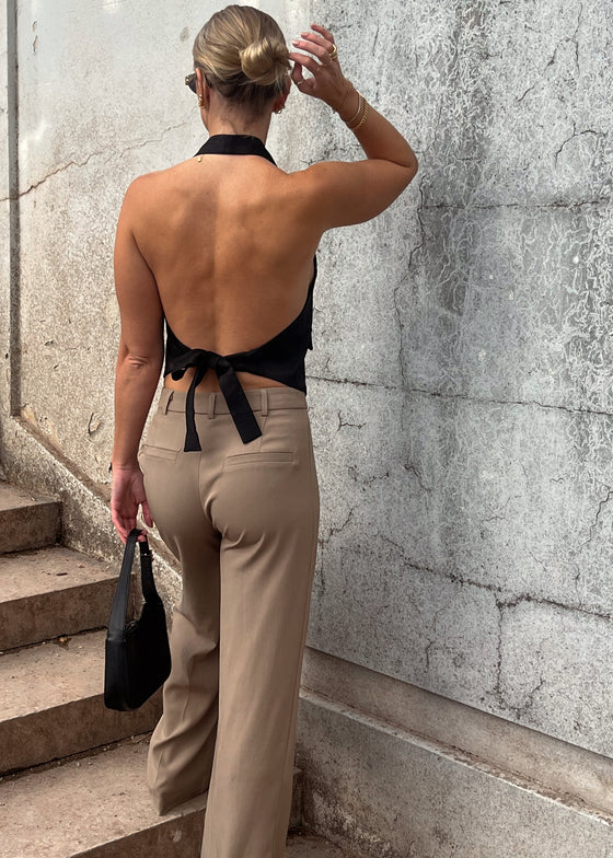 CAMERON BACKLESS WAISTCOAT TOP - BLACK