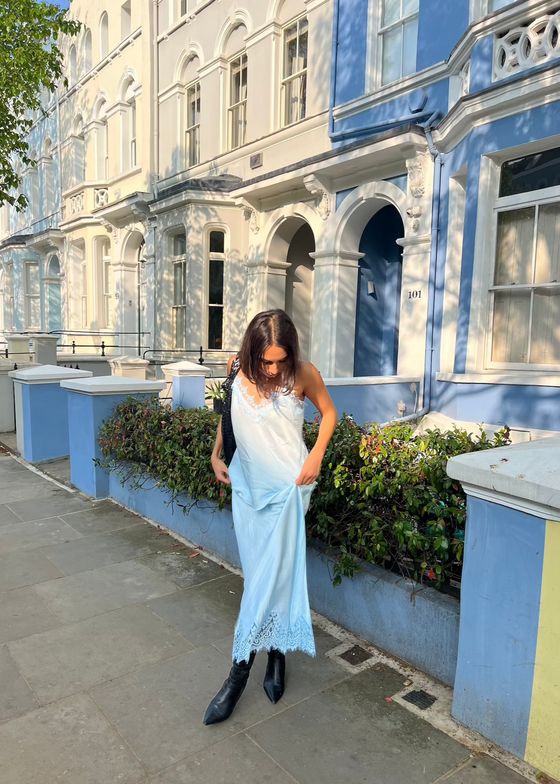 IMAAN LACE TRIM CAMI- POWDER BLUE