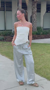 LILY SATIN TROUSERS - BLUE