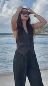 CAMERON BACKLESS WAISTCOAT TOP - BLACK