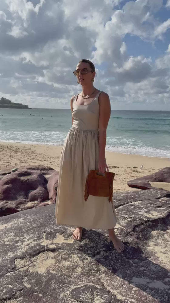 HEIDI MIDI DRESS -  STONE